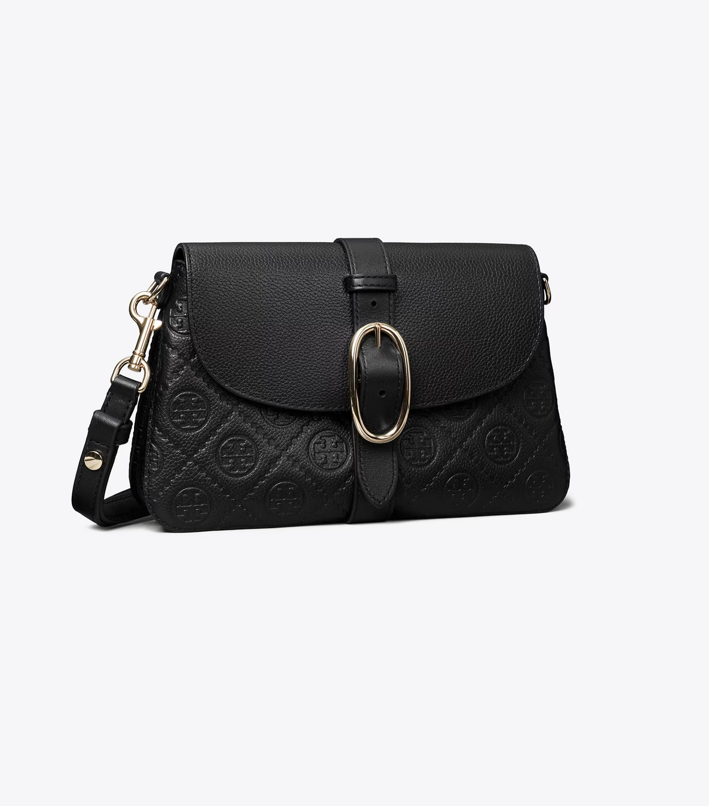 T.O.R.Y B.U.R.C.H T MONOGRAM PEBBLED SOFT SMALL SHOULDER BAG