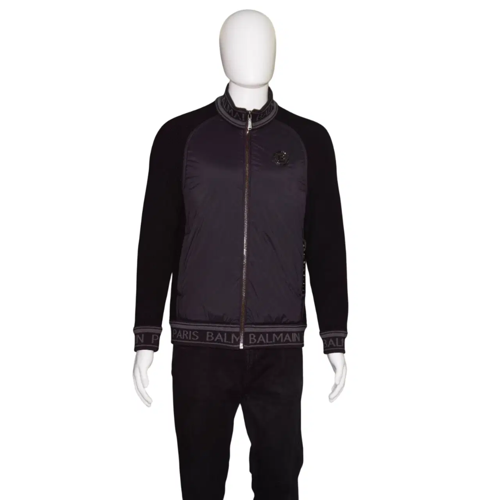 B.A.L.M.A.I.N Black Logo Knit Sleeve Jacket.