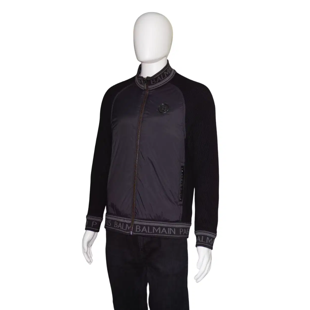 B.A.L.M.A.I.N Black Logo Knit Sleeve Jacket.