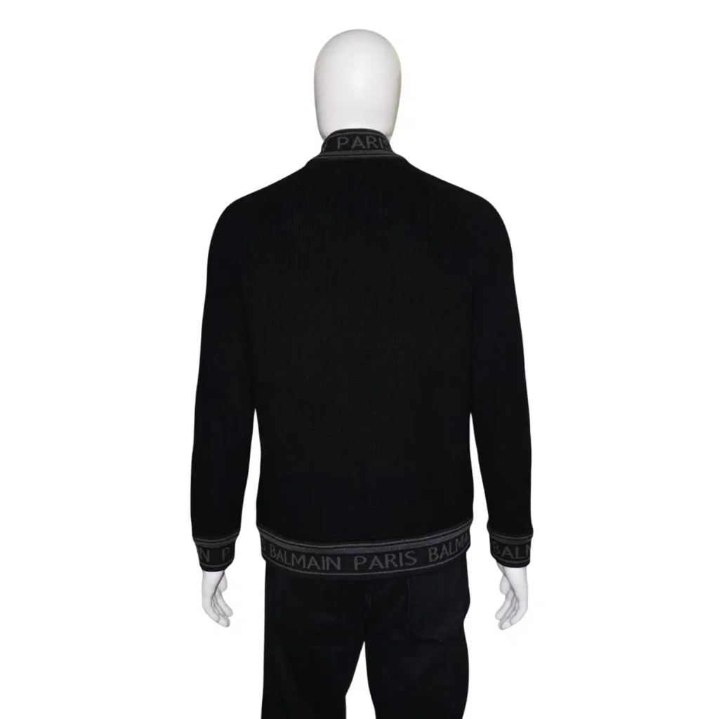B.A.L.M.A.I.N Black Logo Knit Sleeve Jacket.