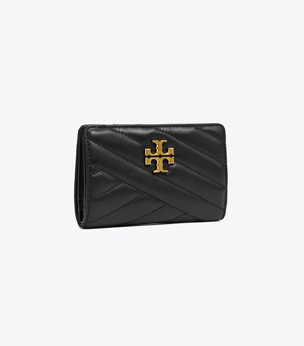 T.o.r.y B.u.r.c.h Kira Chevron Medium Slim Wallet Black