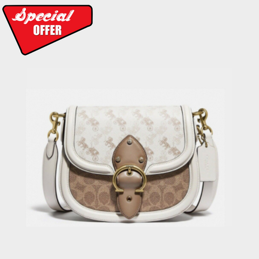 C.O.A.C.H Beat Saddle Bag In Horse And Carriage Print With Detachable Strap for Shoulder/Crossbody Wear