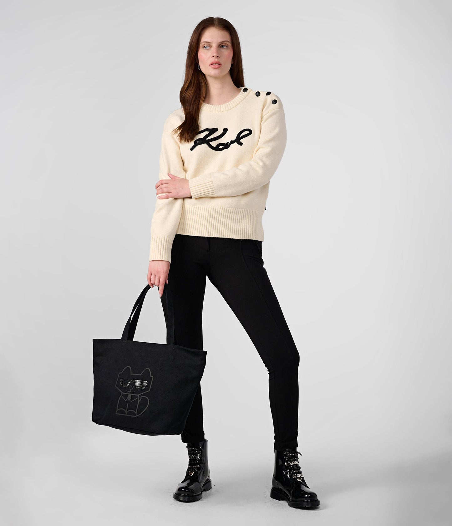 K.A.R.L L.A.G.E.R.F.E.L.D CANNES CANVAS TOTE BAG