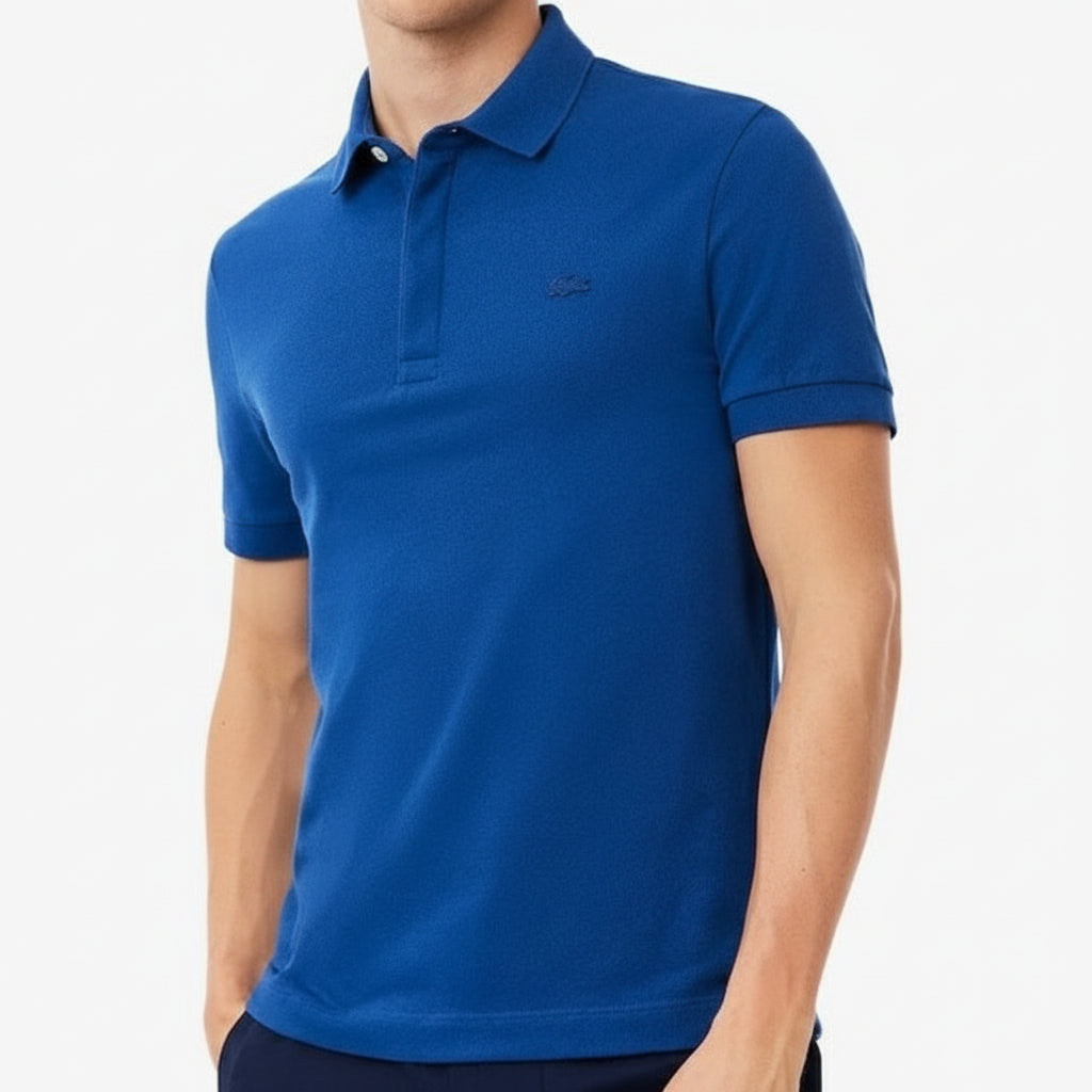 L.a.C.O-S.T.E P.O.L.O shirt Slim Fit Paris Stretch Pique Polo Shirt Blue