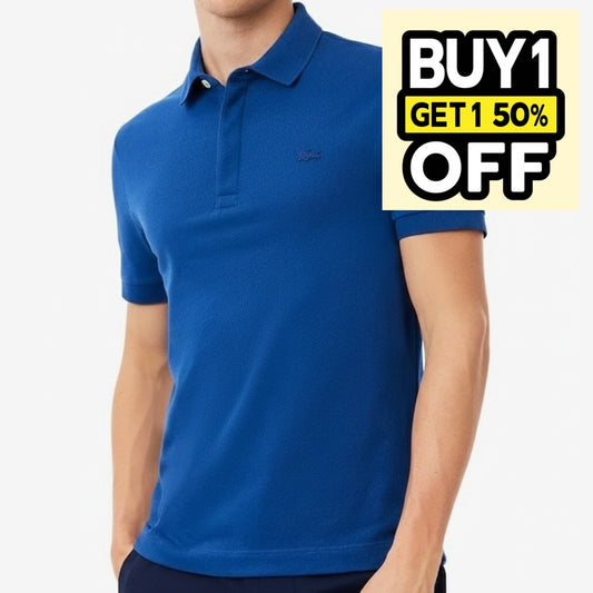 L.a.C.O-S.T.E P.O.L.O shirt Slim Fit Paris Stretch Pique Polo Shirt Blue