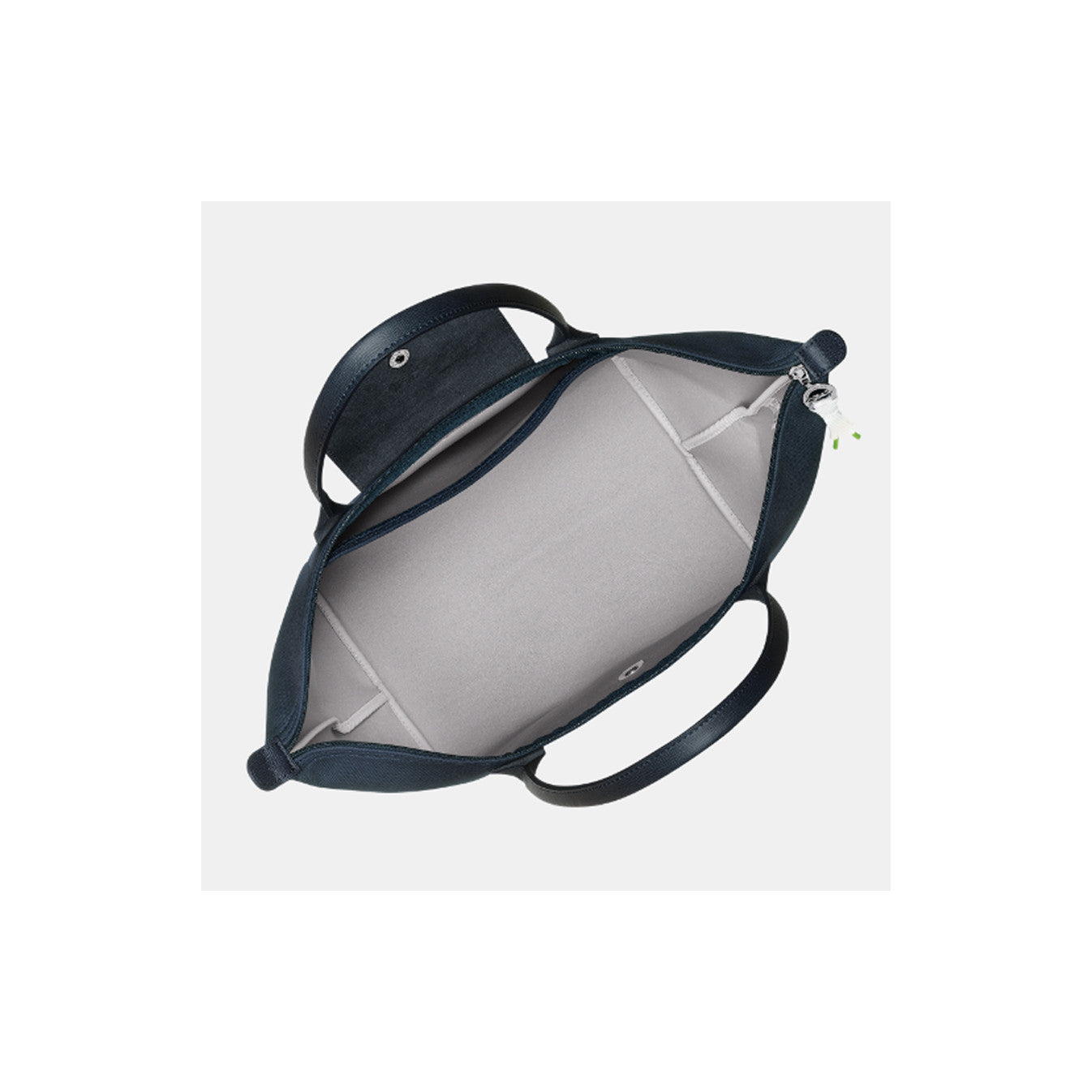 L.O-N.G-C.H-A.M-P  Le Pliage L Tote Bag In Canvas With Silver Color Metallic Hardware Navy