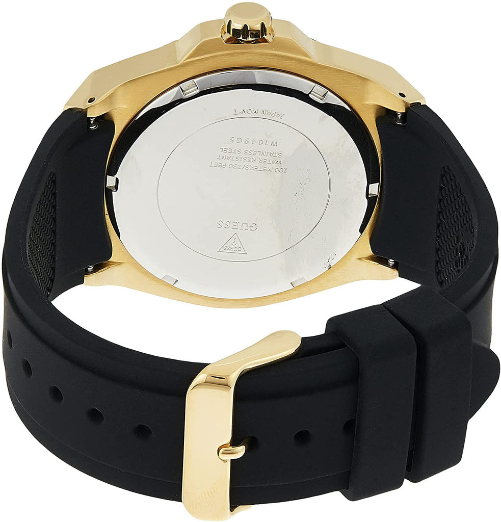 G.U.E.S.S  Frontier Diamonds Gold Dial Black Rubber Strap Watch