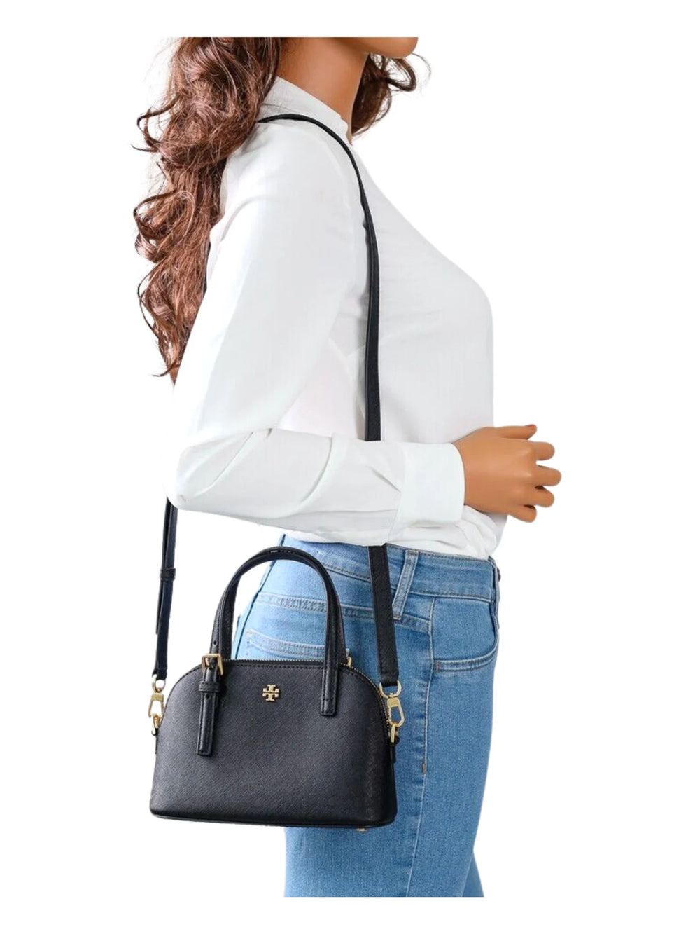 T.O.R.Y B.U.R.C.H Emerson Dome Mini Leather Satchel Crossbody Bag