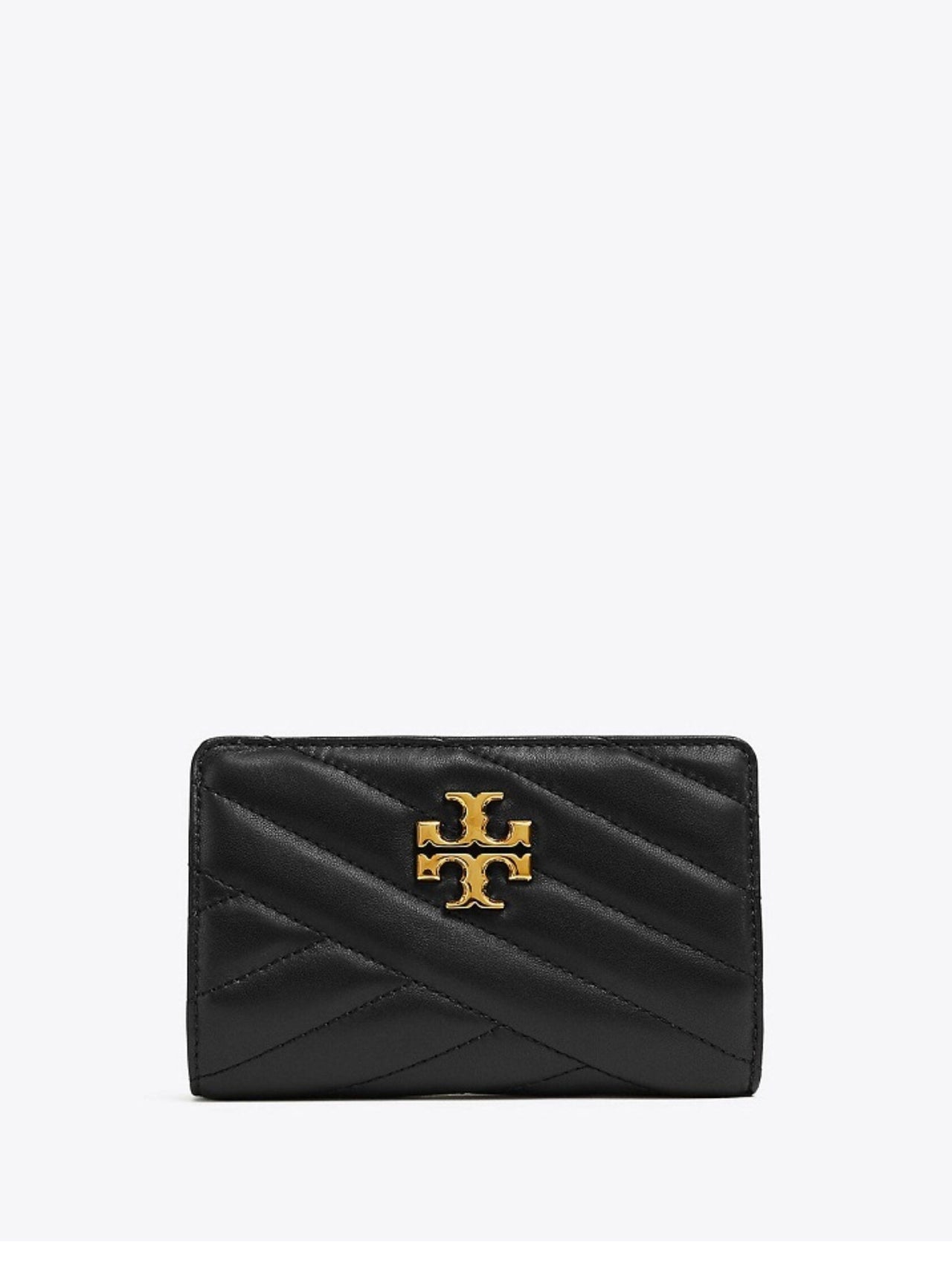 T.o.r.y B.u.r.c.h Kira Chevron Medium Slim Wallet Black