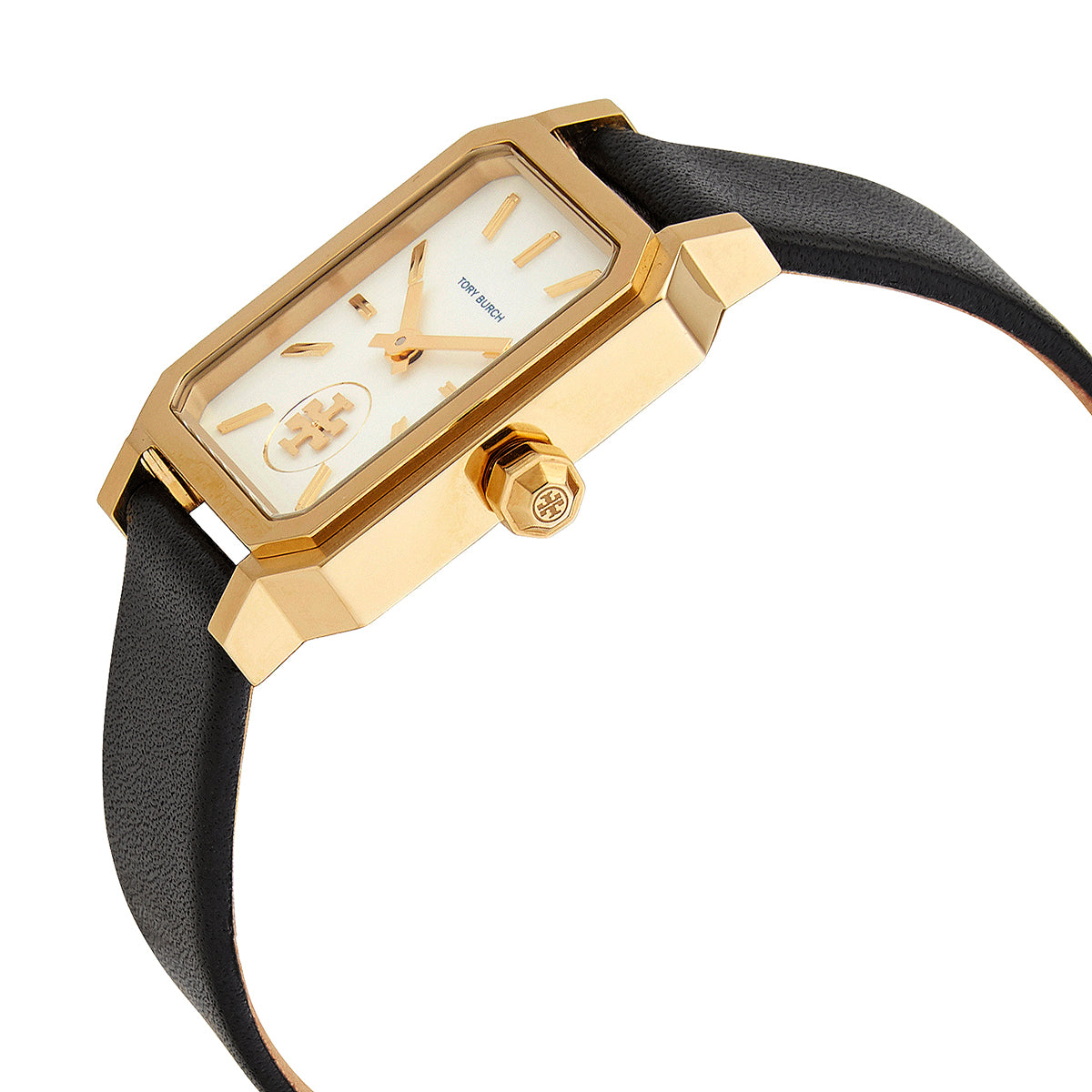 T.O.R.Y B.U.R.C.H Robinson Gold Black Leather Strap Watch