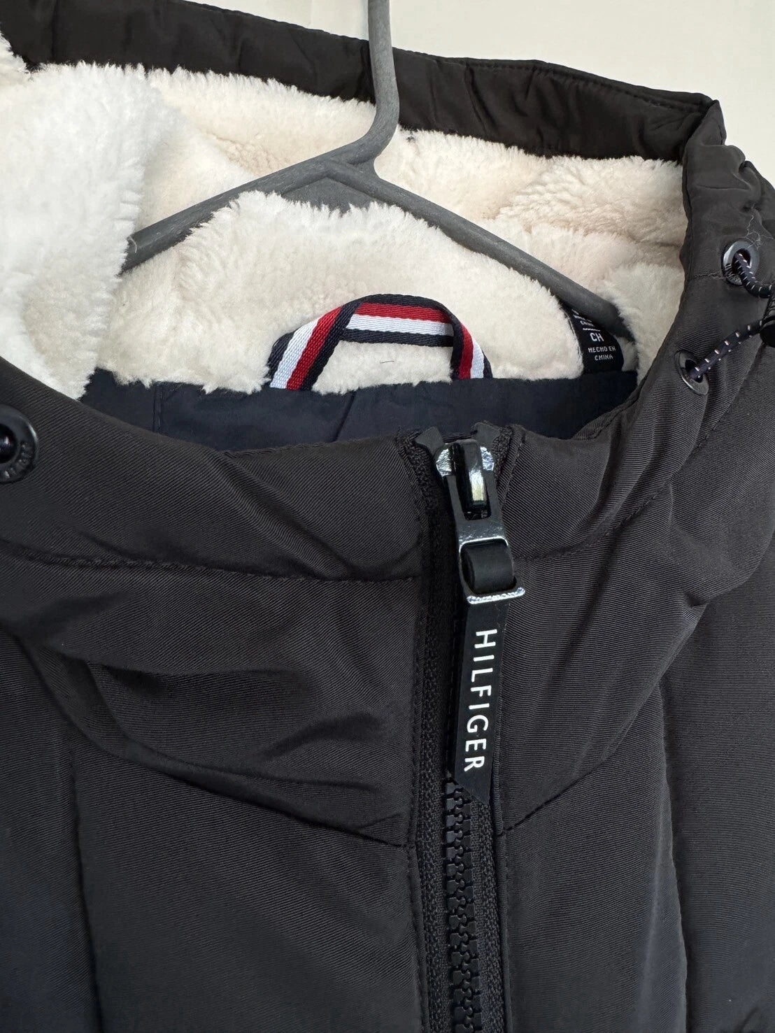 T.o.m.m.y H.i.l.f.i.g.e.r Men's Black Quilted Puffer Sherpa Hood Lined Jacket