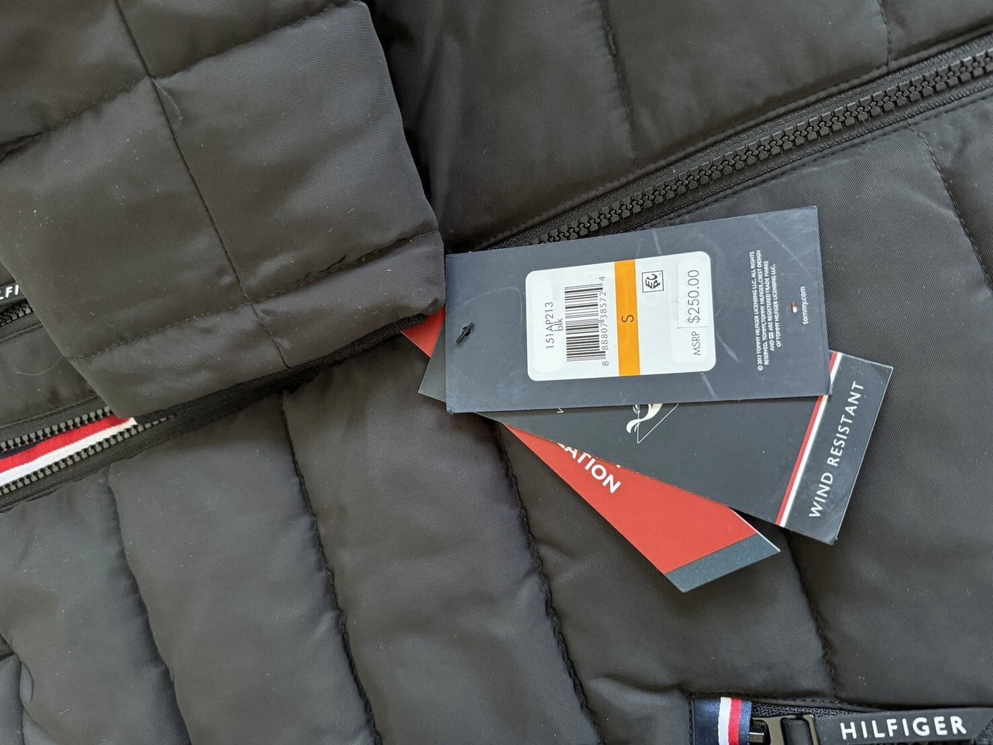 T.o.m.m.y H.i.l.f.i.g.e.r Men's Black Quilted Puffer Sherpa Hood Lined Jacket