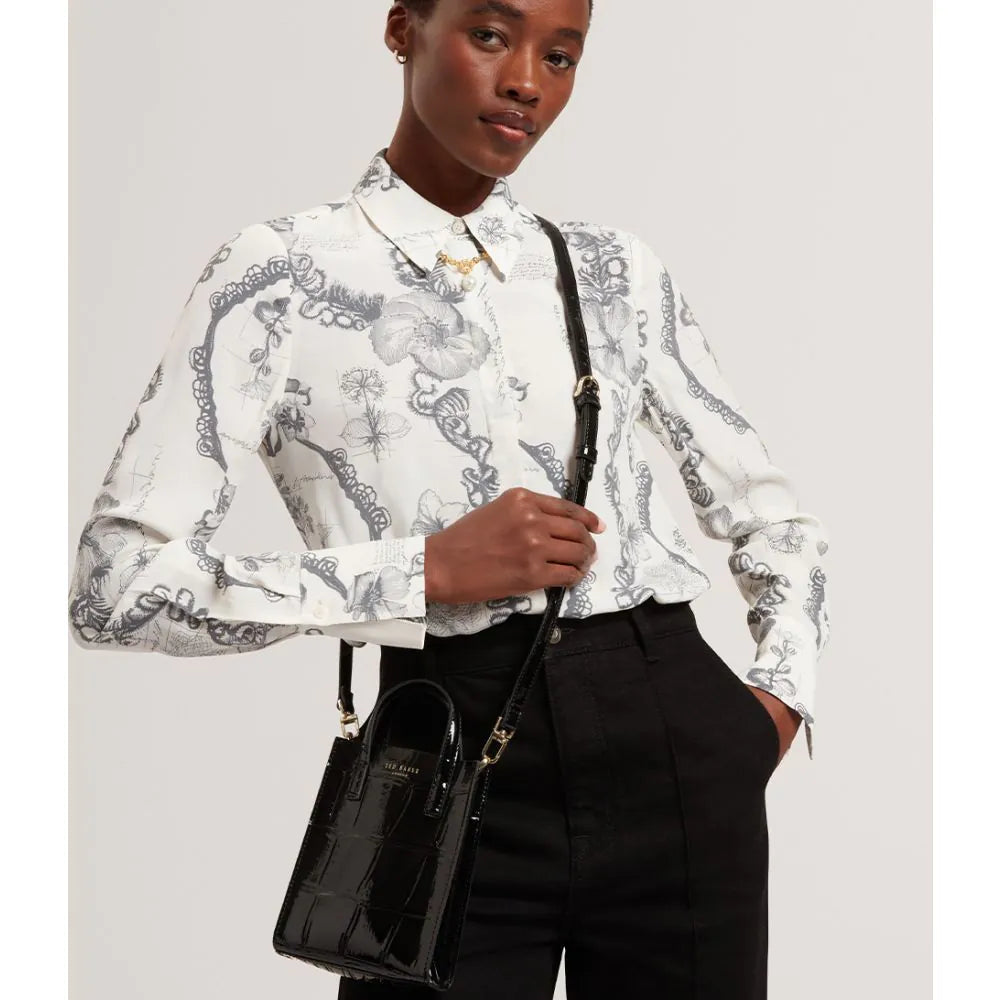 T.E.D B.A.K.E.R Viienna Croc Effect Mini Icon Bag Black