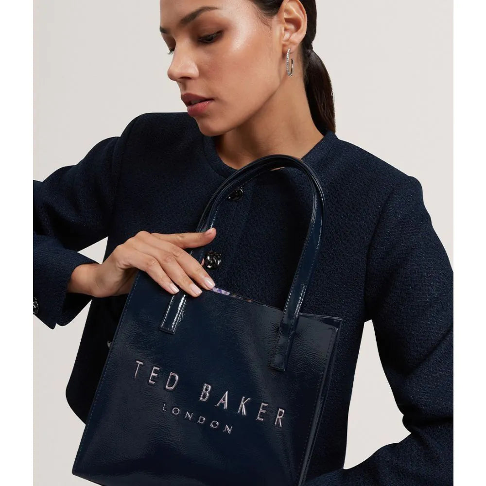 T.E.D B.A.K.E.R Caarisa Small Crinkle Printed Icon Bag Navy