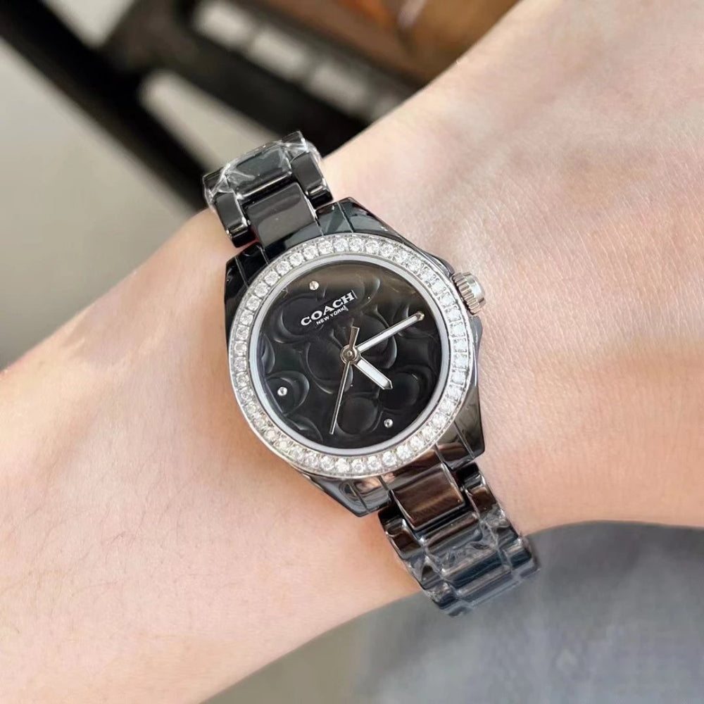 C.O.A.C.H Perry Quartz Black Dial Metal Watch