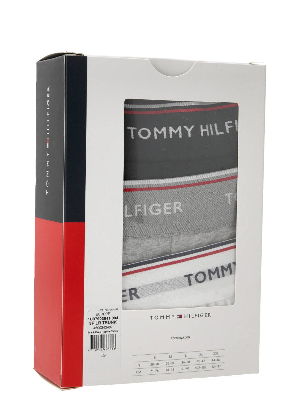 Tommy Hilfiger underwear packaging on a white background