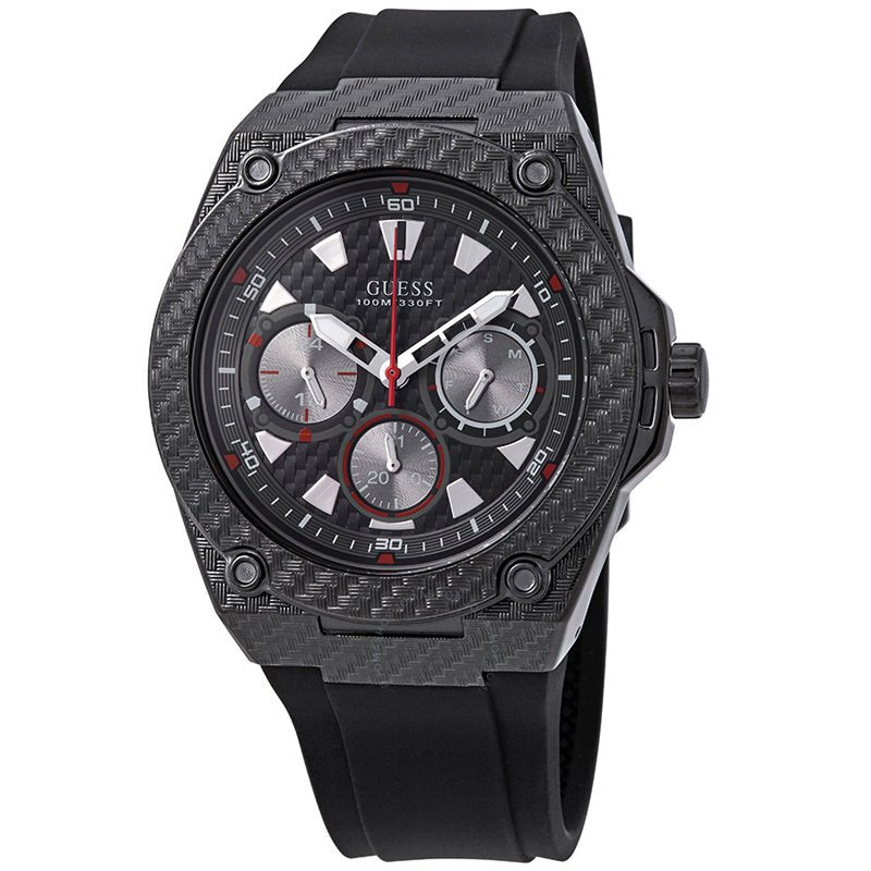 G.U.E.S.S Guess Legacy Black Dial Black Rubber Strap Watch