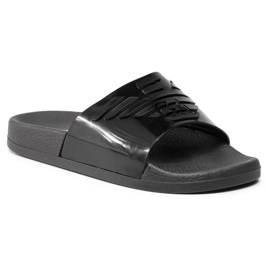 E.M.P.O.R.I.O A.R.M.A.N.I Swimwear Black Metallic Sliders