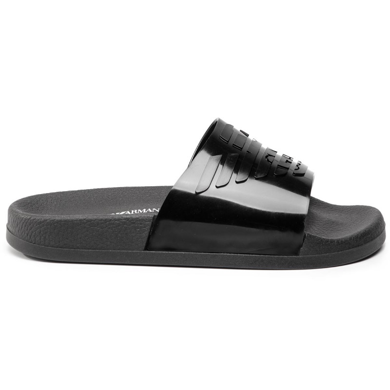 E.M.P.O.R.I.O A.R.M.A.N.I Swimwear Black Metallic Sliders