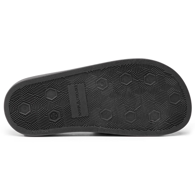 E.M.P.O.R.I.O A.R.M.A.N.I Swimwear Black Metallic Sliders