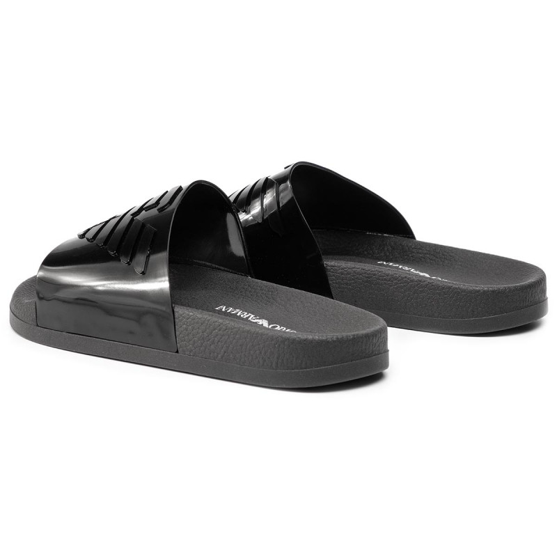 E.M.P.O.R.I.O A.R.M.A.N.I Swimwear Black Metallic Sliders