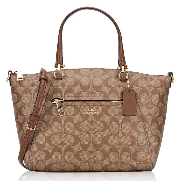 COACH Prairie Satchel Handbag In Signature Canvas with Detachable Strap for Shoulder/Crossbody Wear