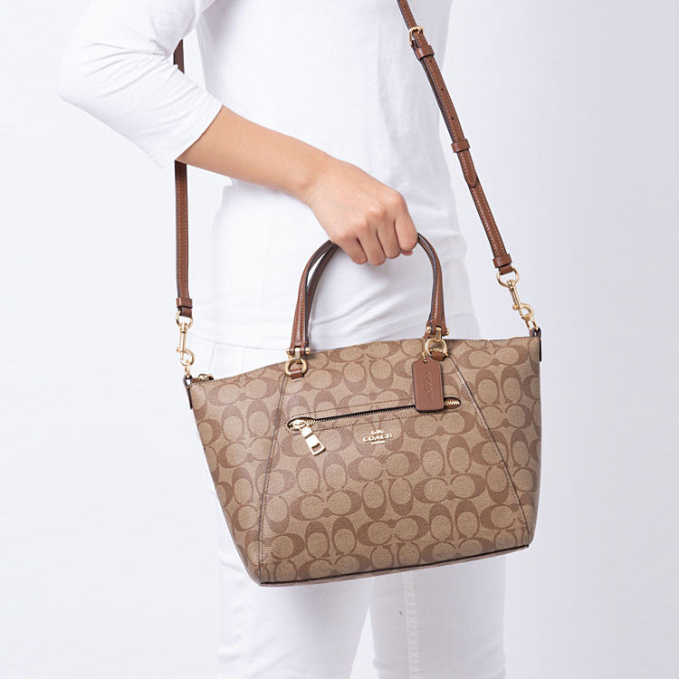 COACH Prairie Satchel Handbag In Signature Canvas with Detachable Strap for Shoulder/Crossbody Wear