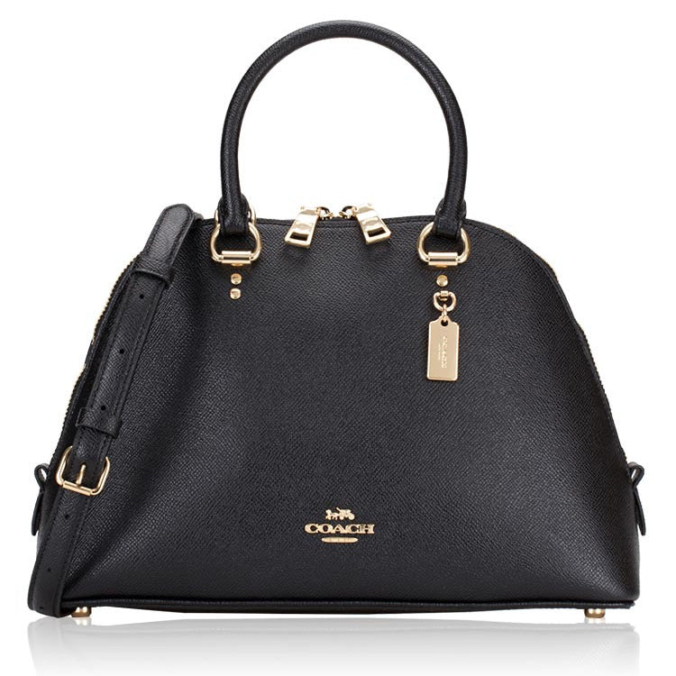 COACH Crossgrain Katy Satchel Bag with Detachable Strap for Shoulder/Crossbody Wear in Elegant Black