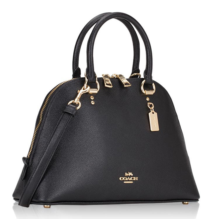 COACH Crossgrain Katy Satchel Bag with Detachable Strap for Shoulder/Crossbody Wear in Elegant Black