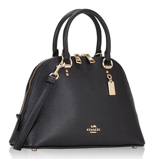 COACH Crossgrain Katy Satchel Bag with Detachable Strap for Shoulder/Crossbody Wear in Elegant Black