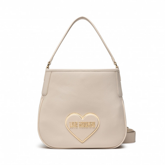 L.O.V.E M.O.S.C.H.I.N.O Avorio Heart Plaque Shoulder/Crossbody Bag