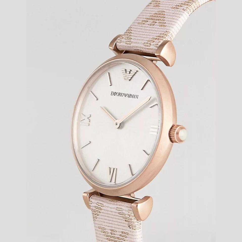 E.M.P.O.R.I.O A.R.M.A.N.I Gianni T-Bar Leather Watch with Logo Strap