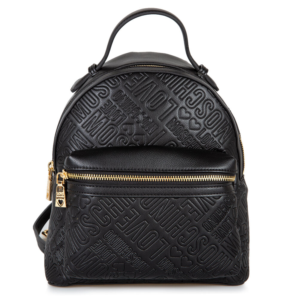 L.O.V.E M.O.S.C.H.I.N.O Engraved Logo Backpack Black