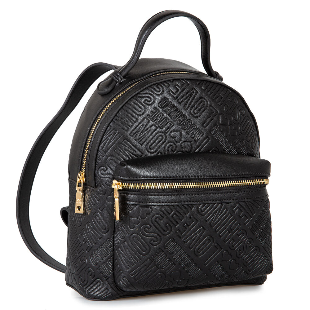 L.O.V.E M.O.S.C.H.I.N.O Engraved Logo Backpack Black