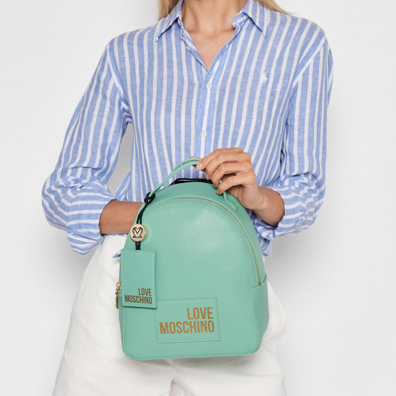 L.O.V.E M.O.S.C.H.I.N.O Women Backpack with Printed Gold Logo