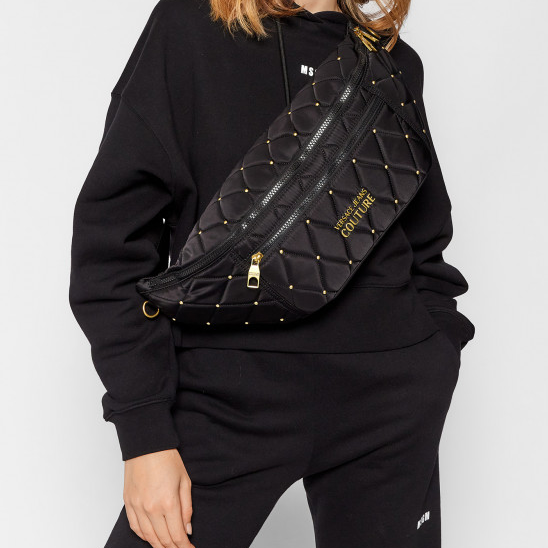 VERSACE JEANS COUTURE Waist Pack with Golden Studs for Crossbody Wear