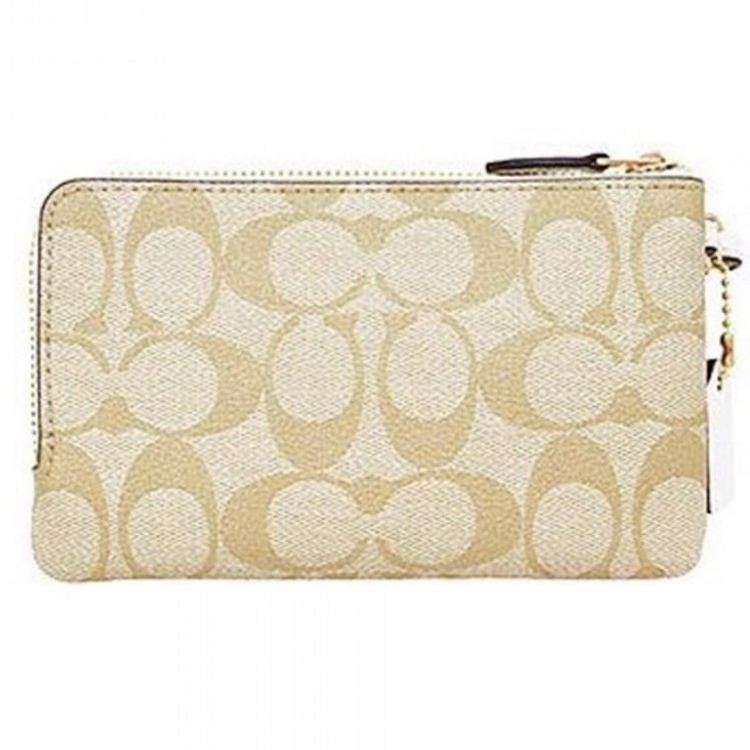 COACH Double Corner Zip Wristlet In Signature Canvas