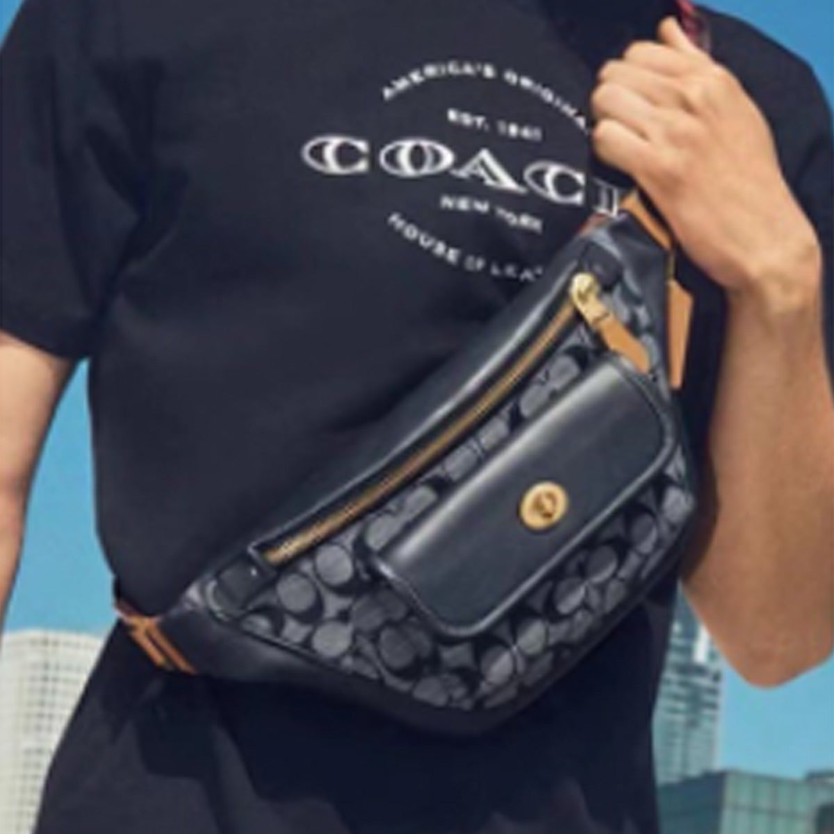C.O.A.C.H Waist Belt Bag In Signature Chambray