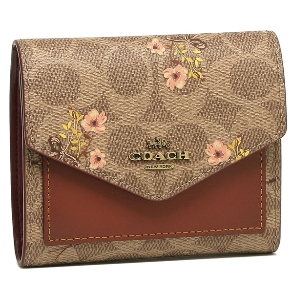C.O.A.C.H Small Wallet In Signature With Floral Bow Print