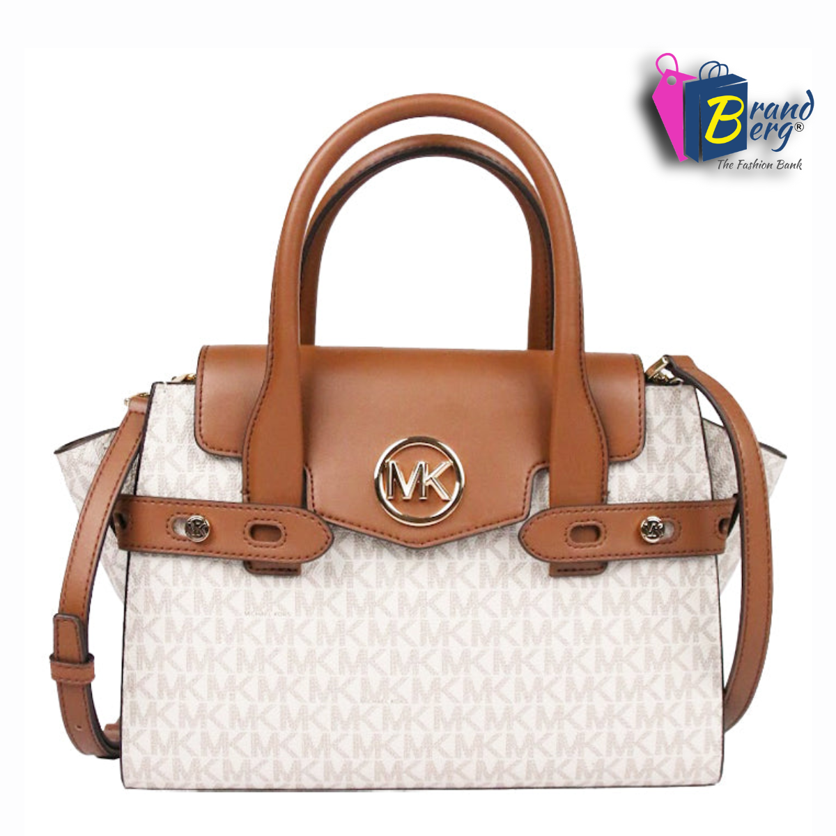 M.I.C.H.A.E.L  K.O.R.S  Signature Medium Carmen Satchel Bag with Strap for Crossbody/Shoulder Wear