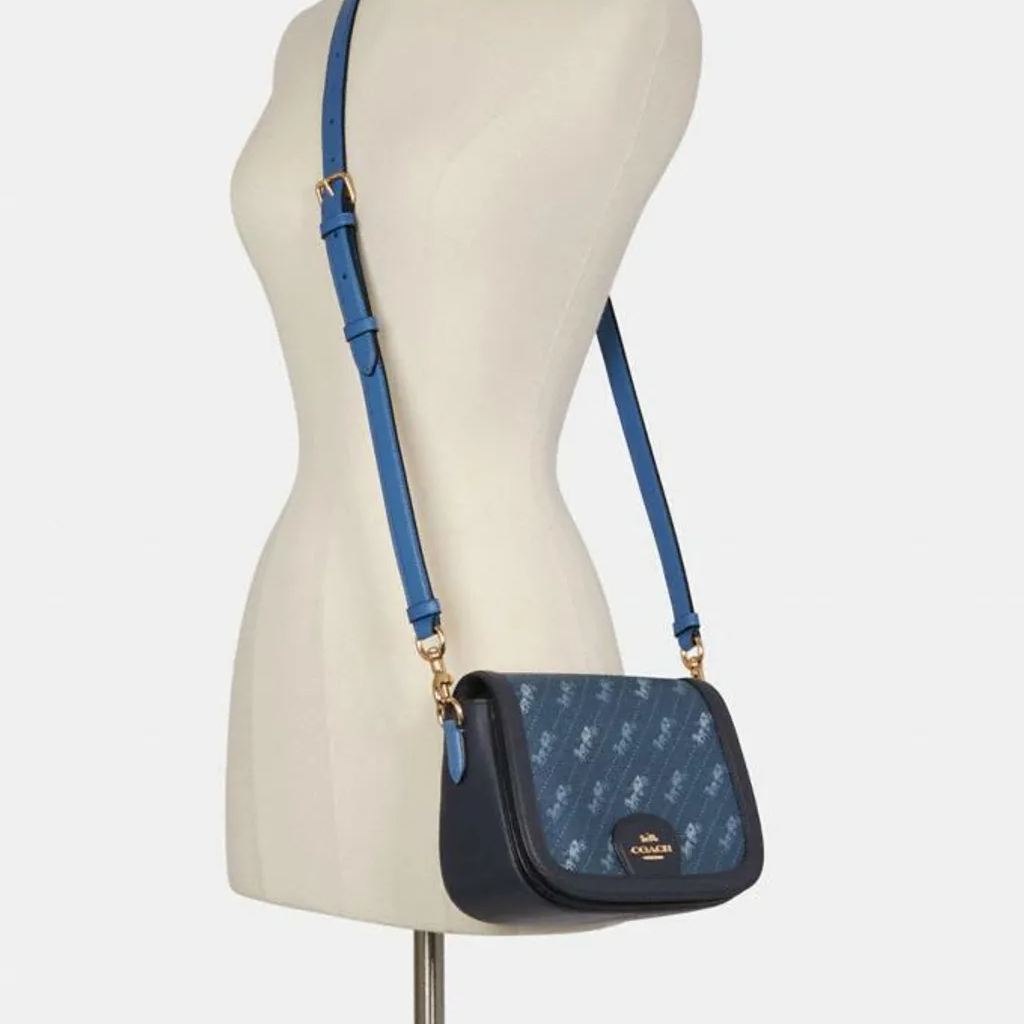 COACH Saddle Bag, Horse And Carriage Dot Print with Detachable Strap for Shoulder/Crossbody Wear