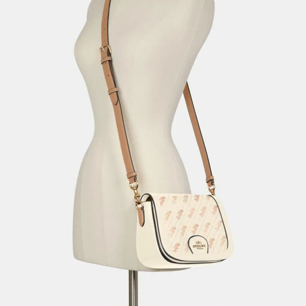 COACH Saddle Bag, Horse And Carriage Dot Print with Detachable Strap for Shoulder/Crossbody Wear