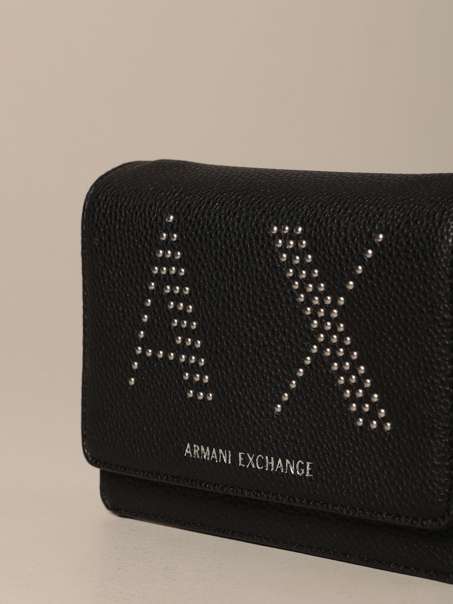 A.R.M.A.N.I E.X.C.H.A.N.G.E Bag Black with AX Logo in Studs