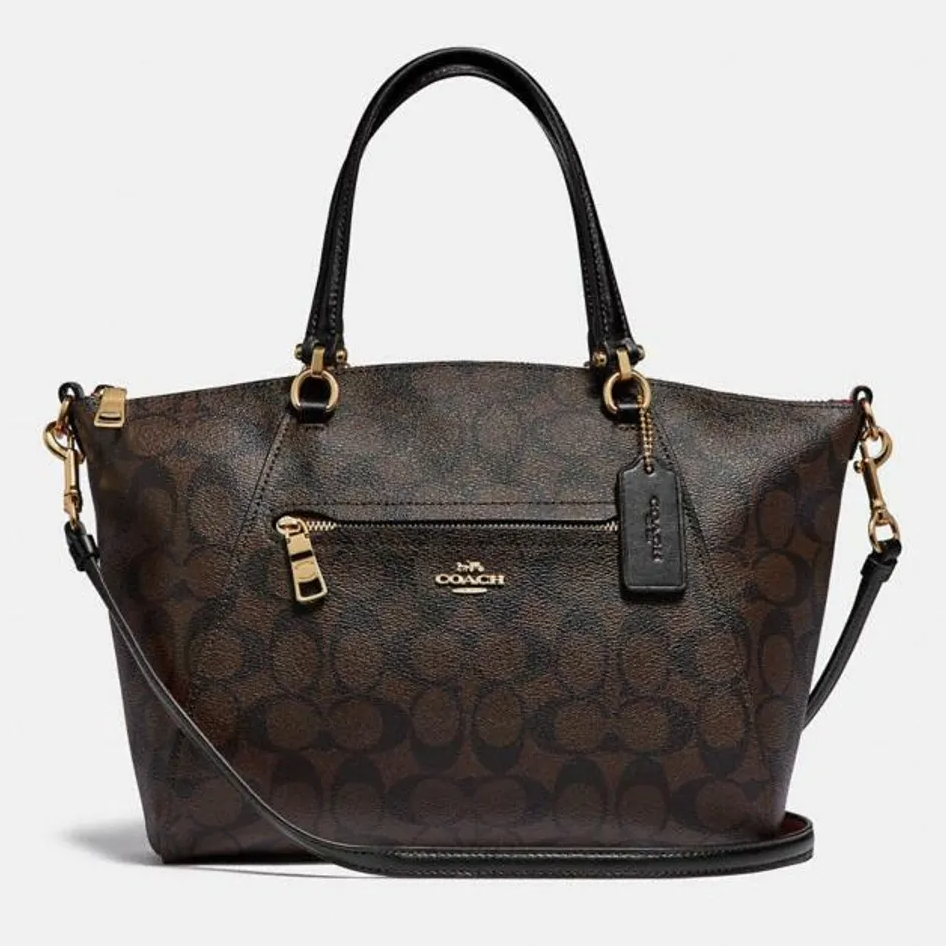 COACH Prairie Satchel Handbag In Signature Canvas with Detachable Strap for Shoulder/Crossbody Wear