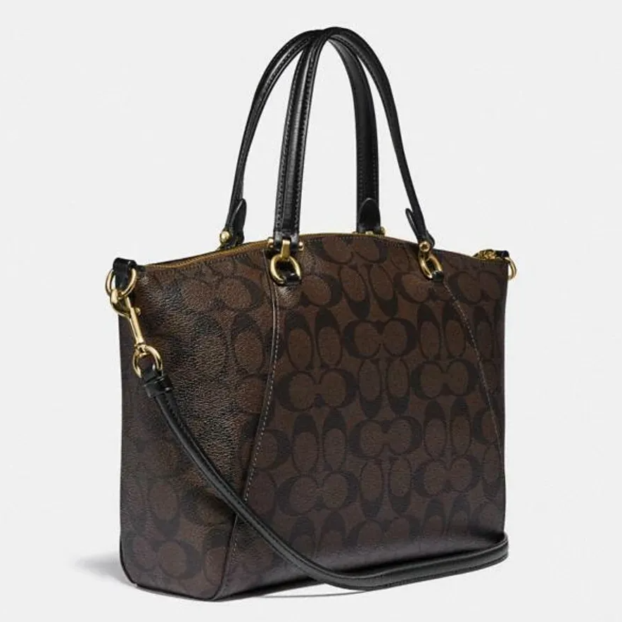 COACH Prairie Satchel Handbag In Signature Canvas with Detachable Strap for Shoulder/Crossbody Wear