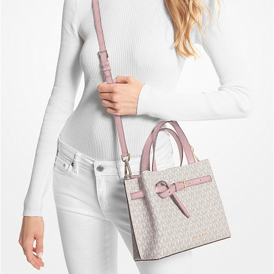 M.I.C.H.A.E.L K.O.R.S Emilia Small Logo Satchel Bag with Detachable Strap for Crossbody Wear