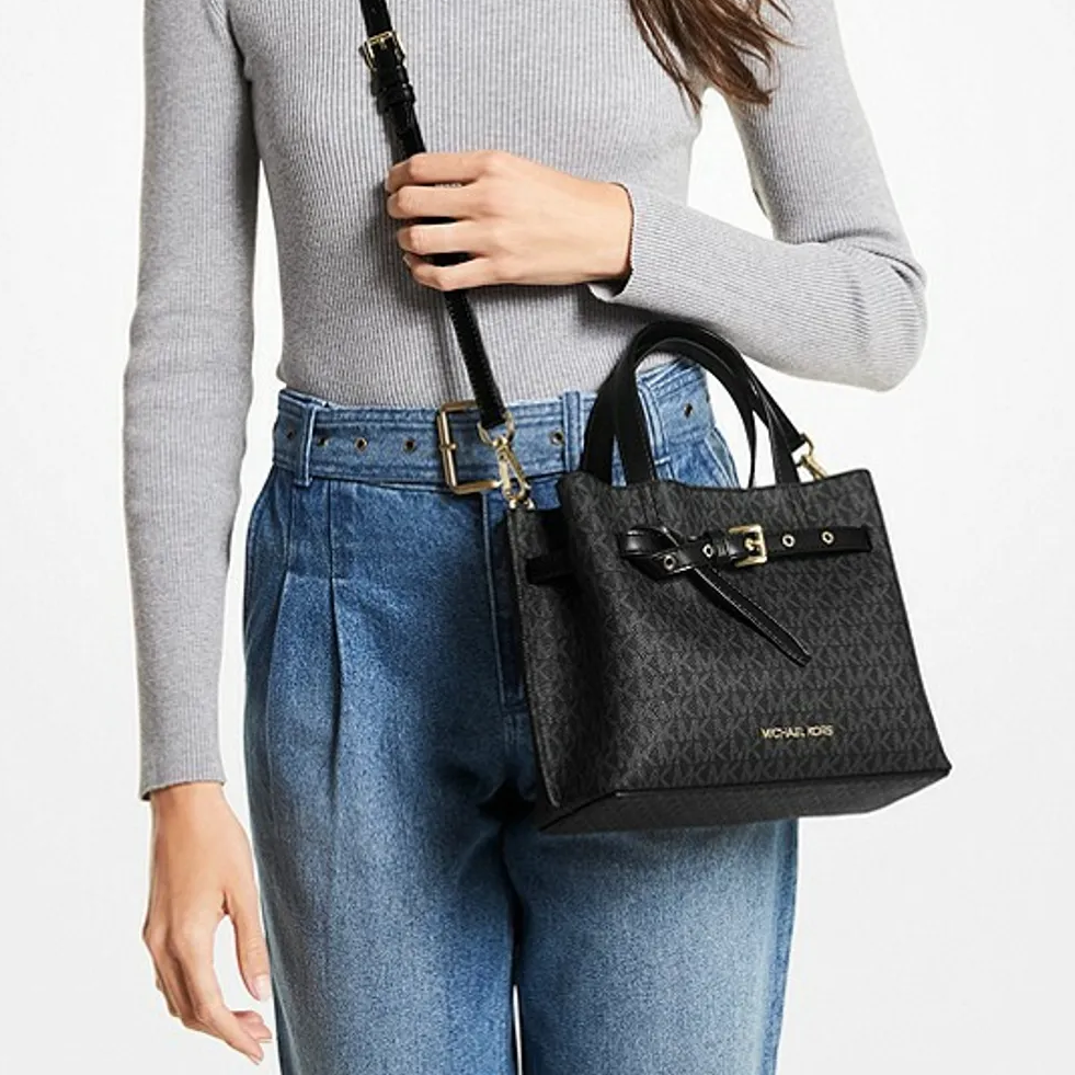 M.I.C.H.A.E.L K.O.R.S Emilia Small Logo Satchel Bag with Detachable Strap for Crossbody Wear