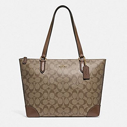 COACH Zip Top Tote Bag In Signature Canvas