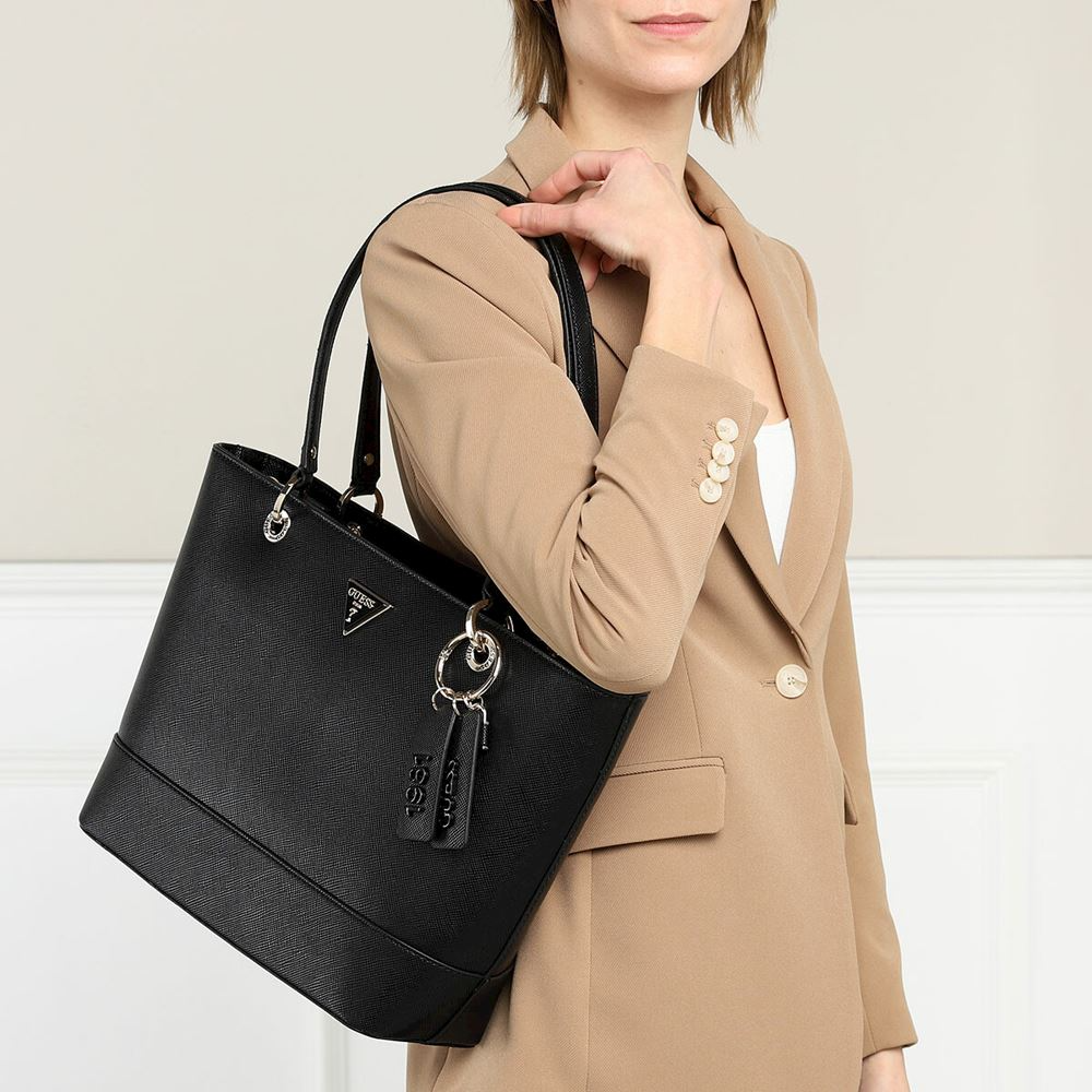 GUESS Shopper Bag with Zipper/Gold Accessories