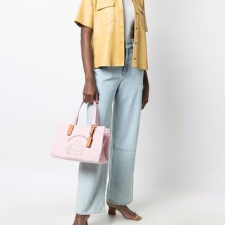 COACH Fabric Tote Handbag In Cheerful Pink